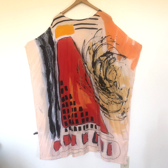 Yodyoko Dresses & Skirts - Yodyoko Kaftan Unique Hand Painted Art -Rich Anti-Look No 2 Alike Silk